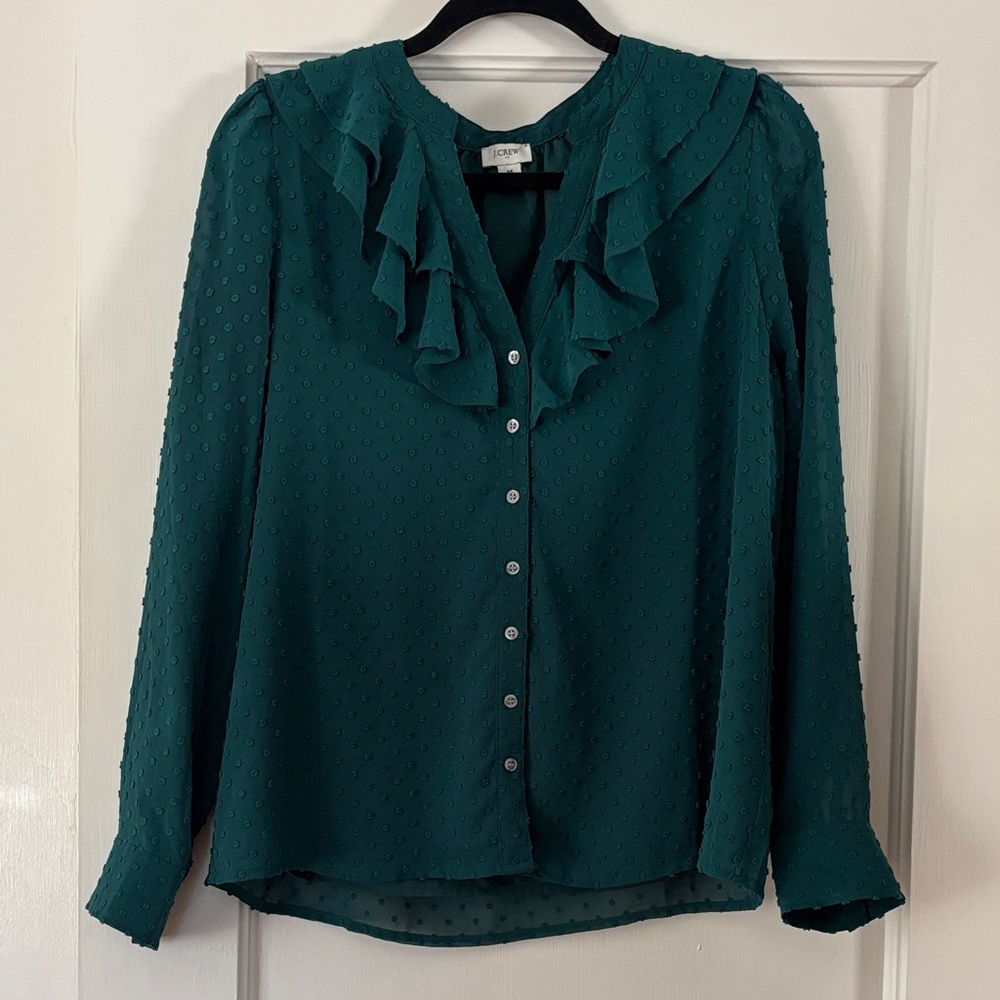 Elegant Green Ruffle Blouse
